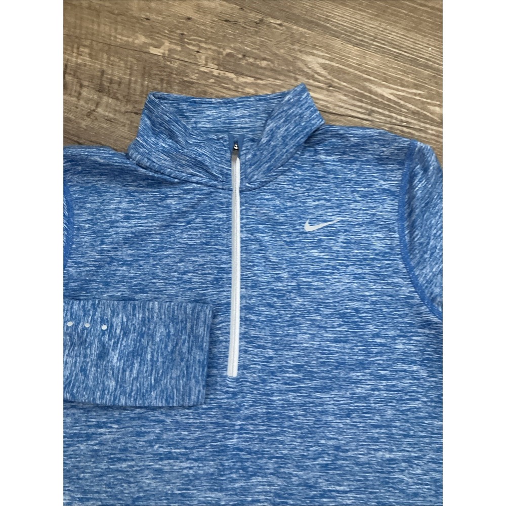 Women's Nike Dri fit Running Long Sleeve Pullover Blue 1/4 Zip Thumb Holes Sz M
